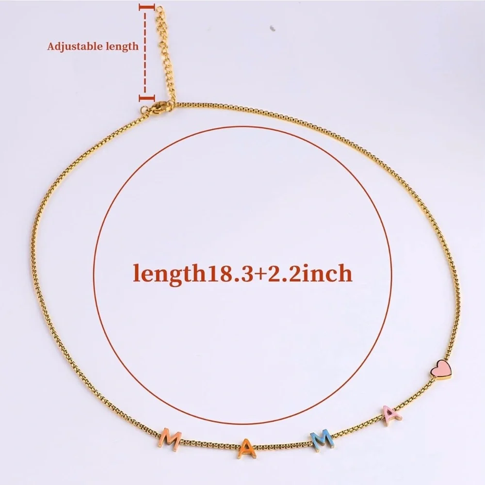 Gold Necklace with Colorful 'MAMA' Letters - Picture 6 of 6